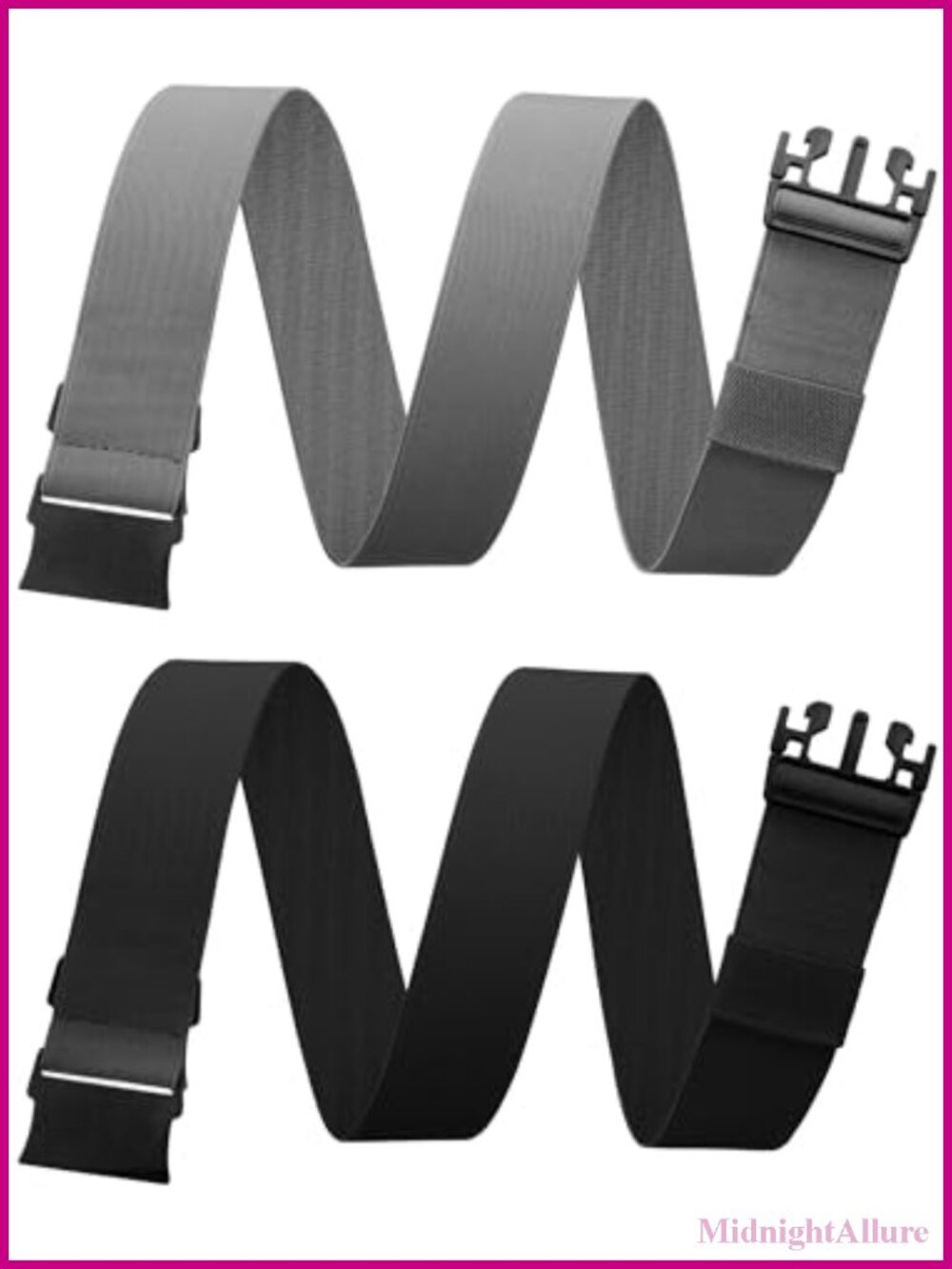 Unisex Elastic Stretch Belt 2 Pack Non Metal Buckle Adjustable